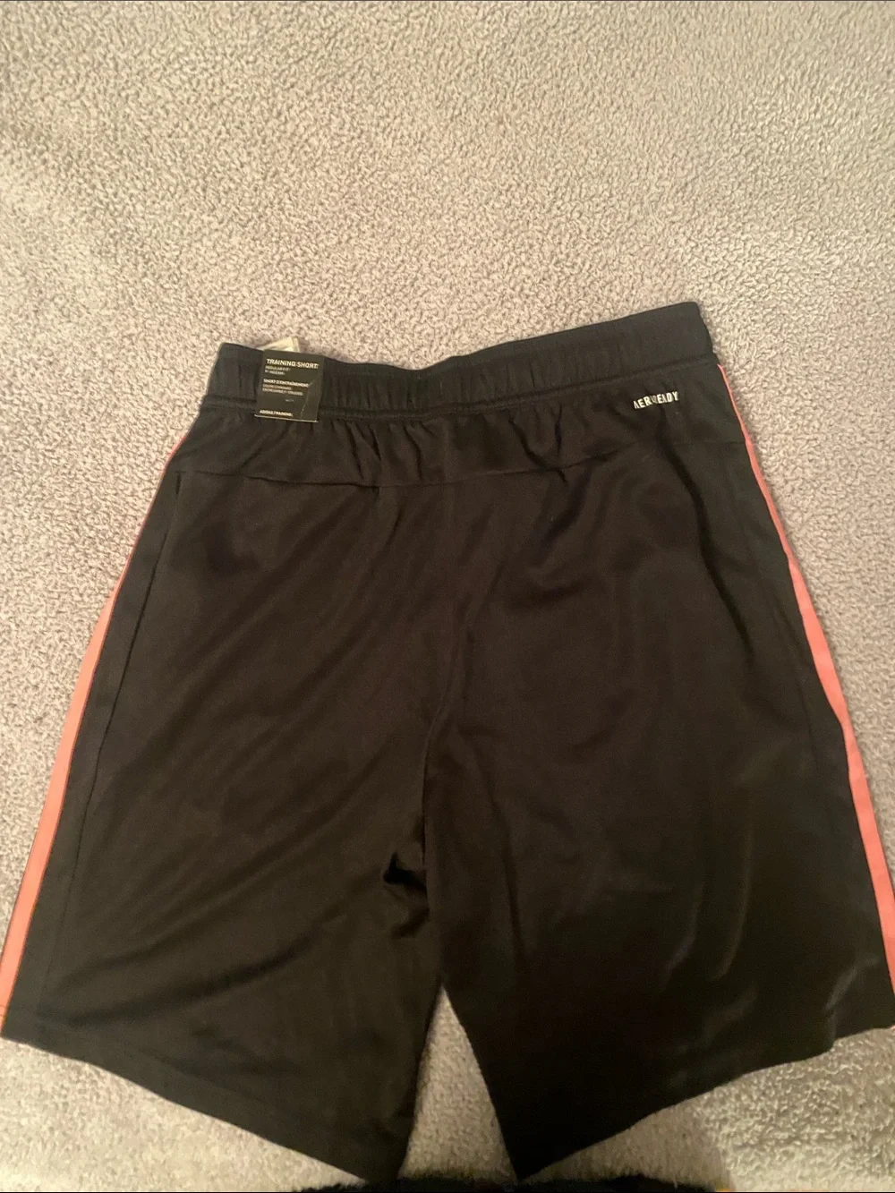 Adidas Black Shorts with Pink Stripe Detailing with zipper pockets